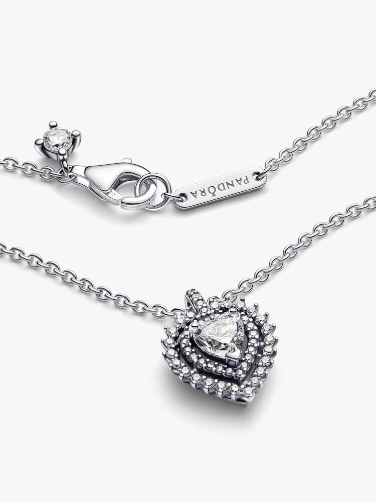 Sparkling Heart Halo Pendant Necklace