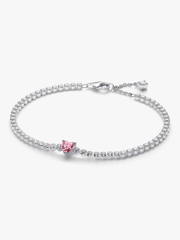 Pink Sparkling Heart Tennis Bracelet