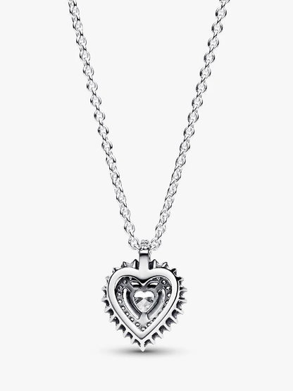Sparkling Heart Halo Pendant Necklace