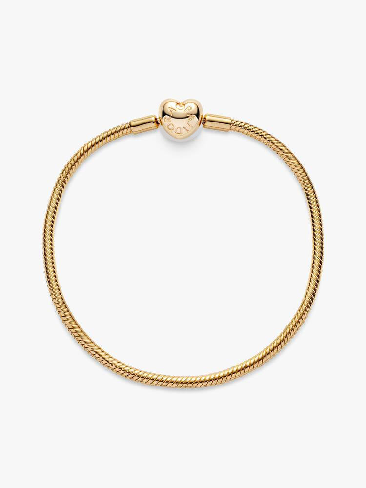 Snake Chain Gold-Plated Heart Clasp Bracelet