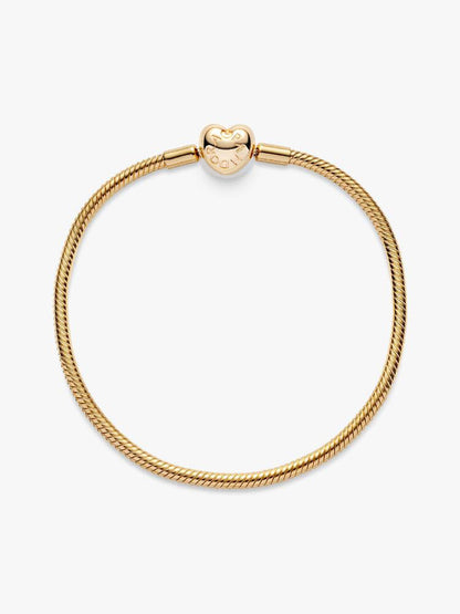 Snake Chain Gold-Plated Heart Clasp Bracelet