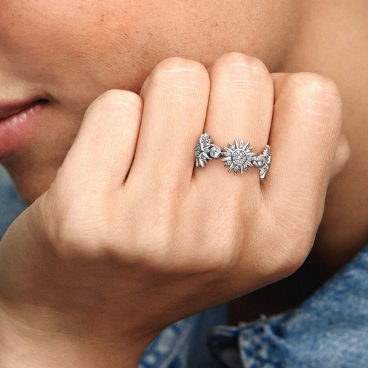 White Triple Sun Ring