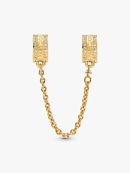14K Gold-Platted Logo Safety Chain Clip Charm