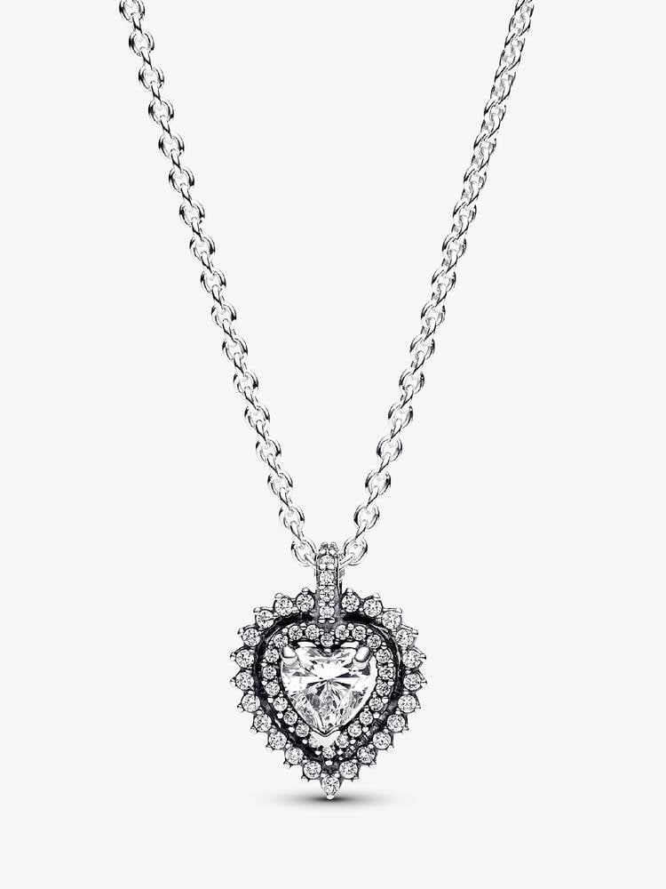 Sparkling Heart Halo Pendant Necklace