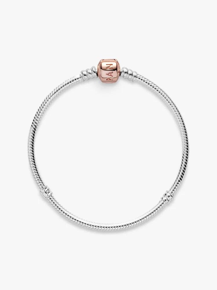 Moments 14K Rose Gold Plated Cylinder Clasp Snake Chain Bracelet