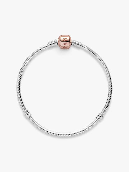 Moments 14K Rose Gold Plated Cylinder Clasp Snake Chain Bracelet