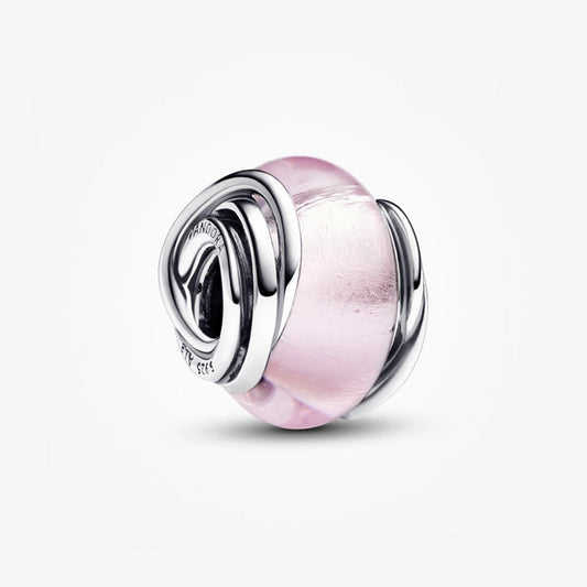 Encircled Pink Murano Glass Charm